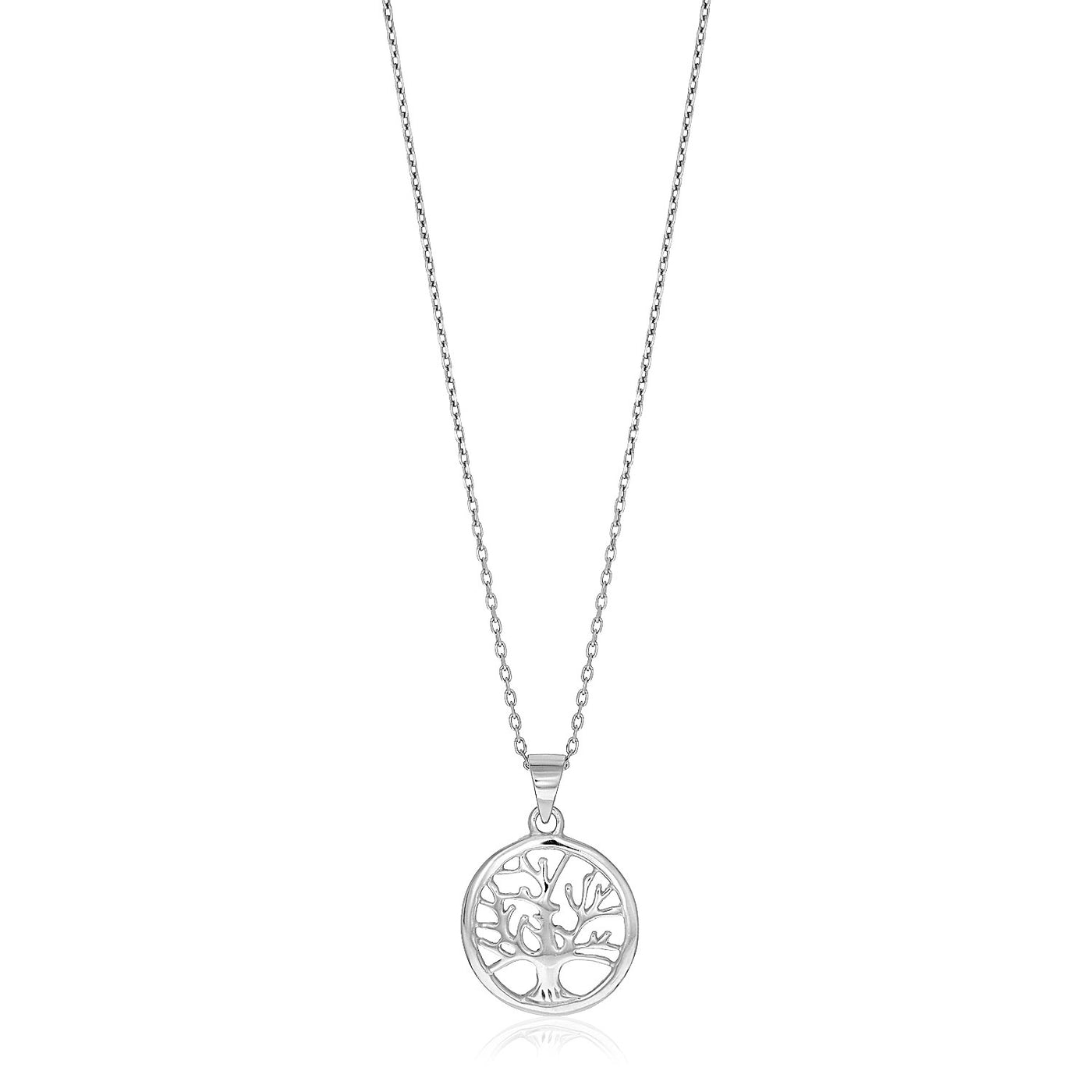 Sterling Silver inch Round Tree of Life Necklace
